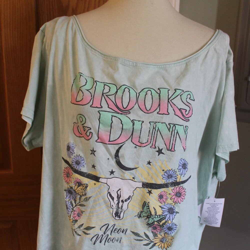 Brooks & Dunn Juniors 2X Crop Top Shirt - Mint Green - Country Band Music - NWT
